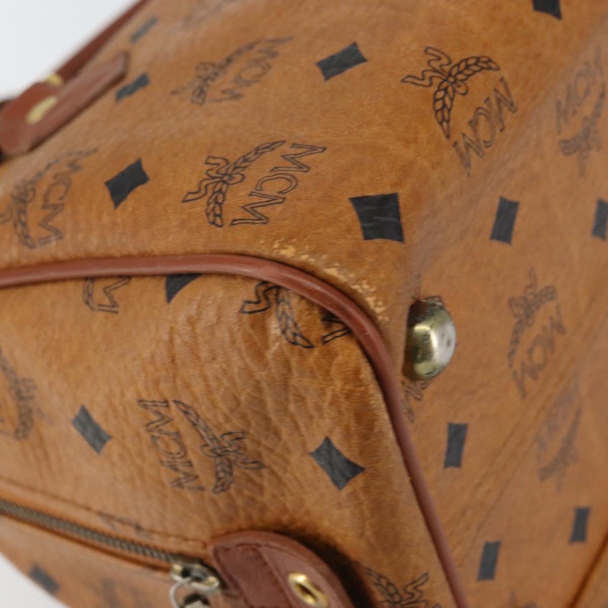 MCM Logogram Vicetos Hand Bag PVC Leather Brown Gold Auth BA7689