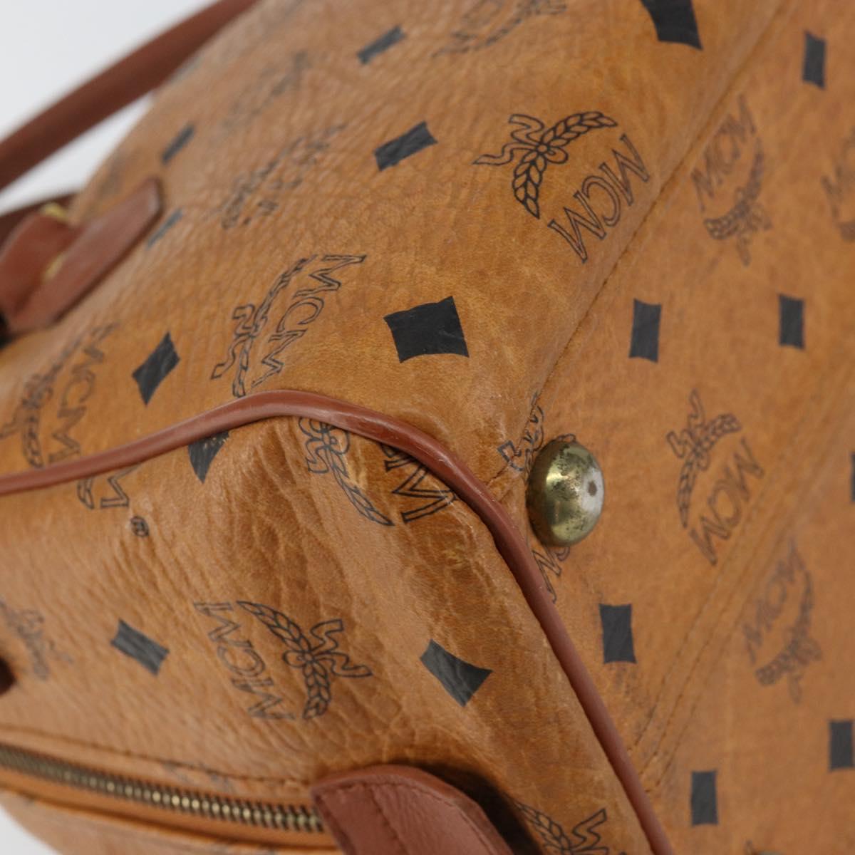 MCM Logogram Vicetos Hand Bag PVC Leather Brown Gold Auth BA7689