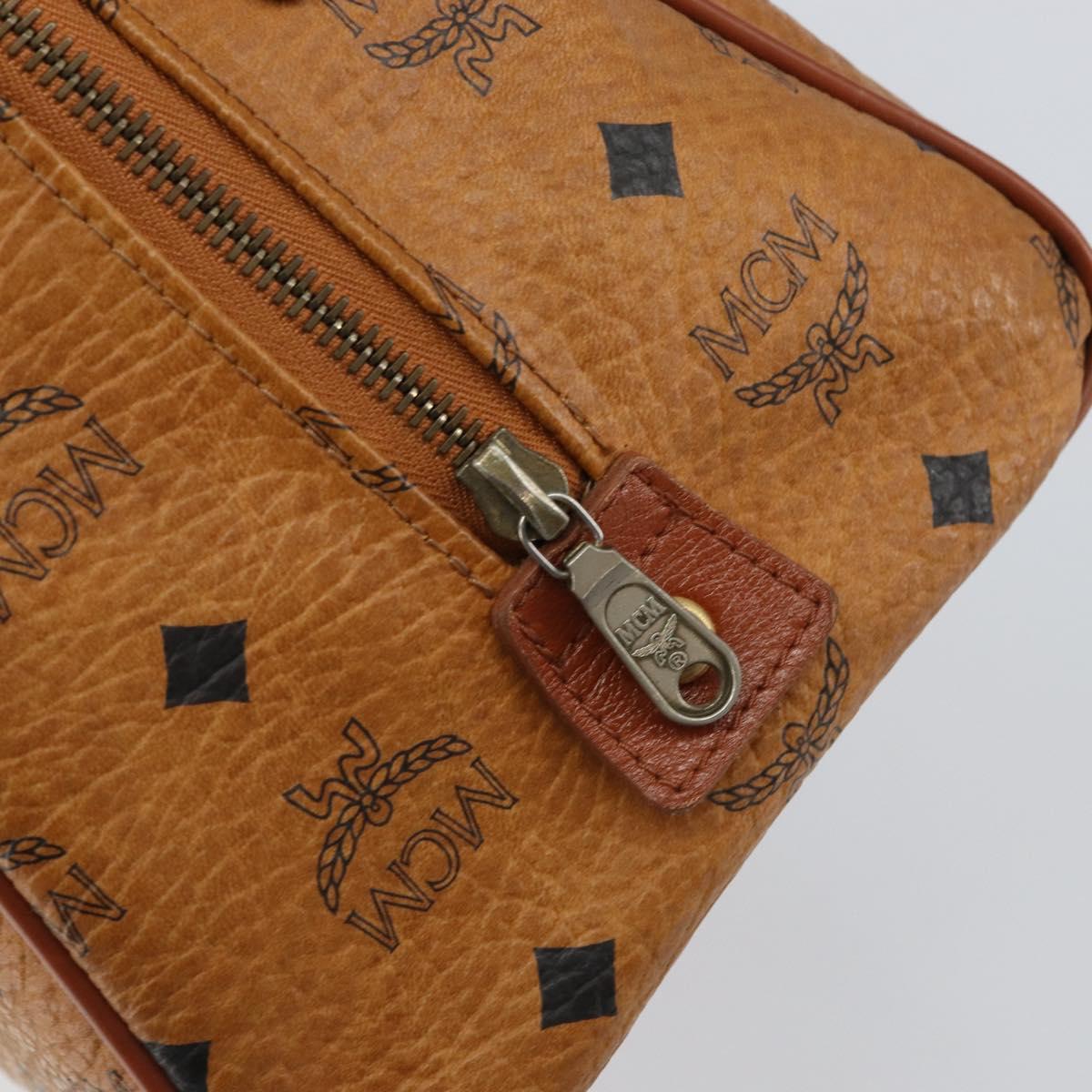 MCM Logogram Vicetos Hand Bag PVC Leather Brown Gold Auth BA7689