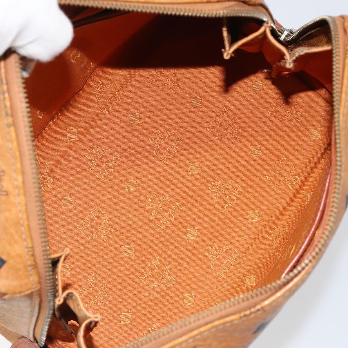 MCM Logogram Vicetos Hand Bag PVC Leather Brown Gold Auth BA7689