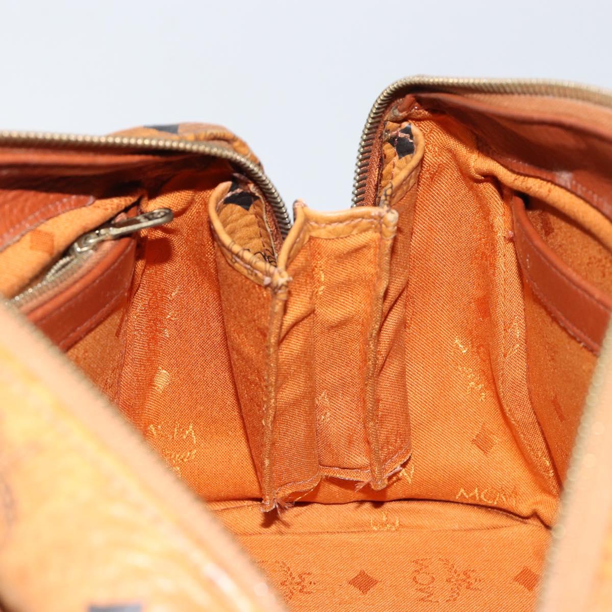 MCM Logogram Vicetos Hand Bag PVC Leather Brown Gold Auth BA7689