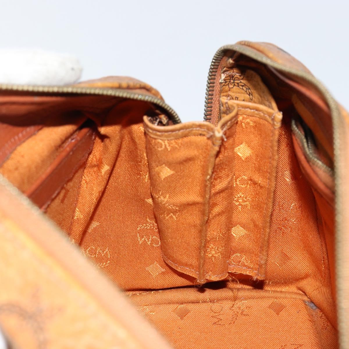 MCM Logogram Vicetos Hand Bag PVC Leather Brown Gold Auth BA7689