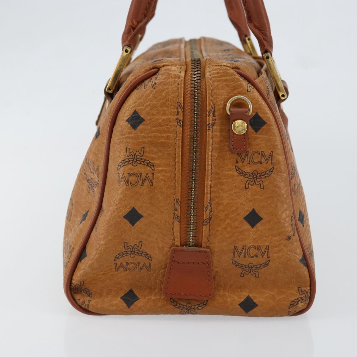MCM Logogram Vicetos Hand Bag PVC Leather Brown Gold Auth BA7689