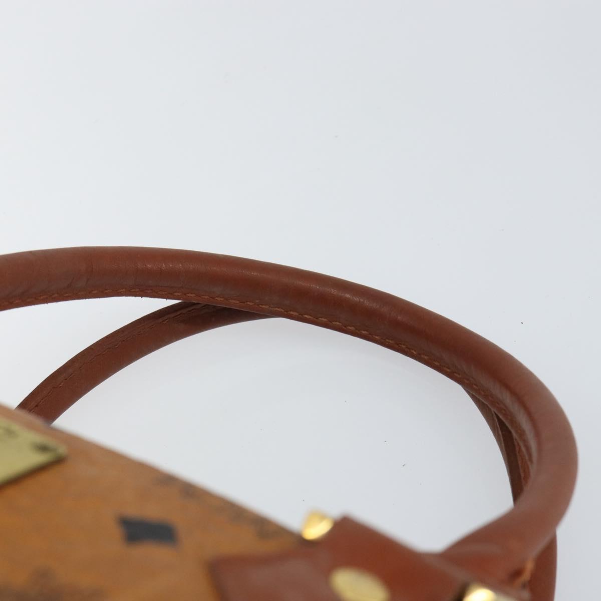 MCM Logogram Vicetos Hand Bag PVC Leather Brown Gold Auth BA7689