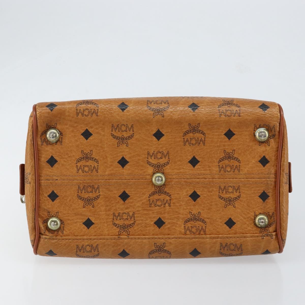 MCM Logogram Vicetos Hand Bag PVC Leather Brown Gold Auth BA7689