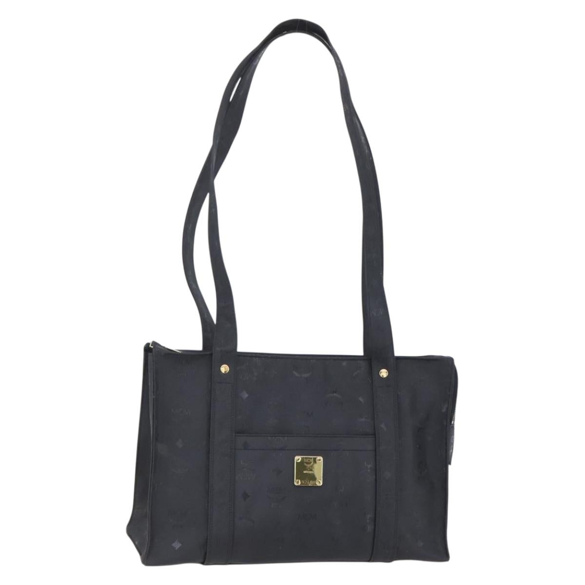 MCM Vicetos Logogram Shoulder Bag PVC Black Gold Auth BA7690