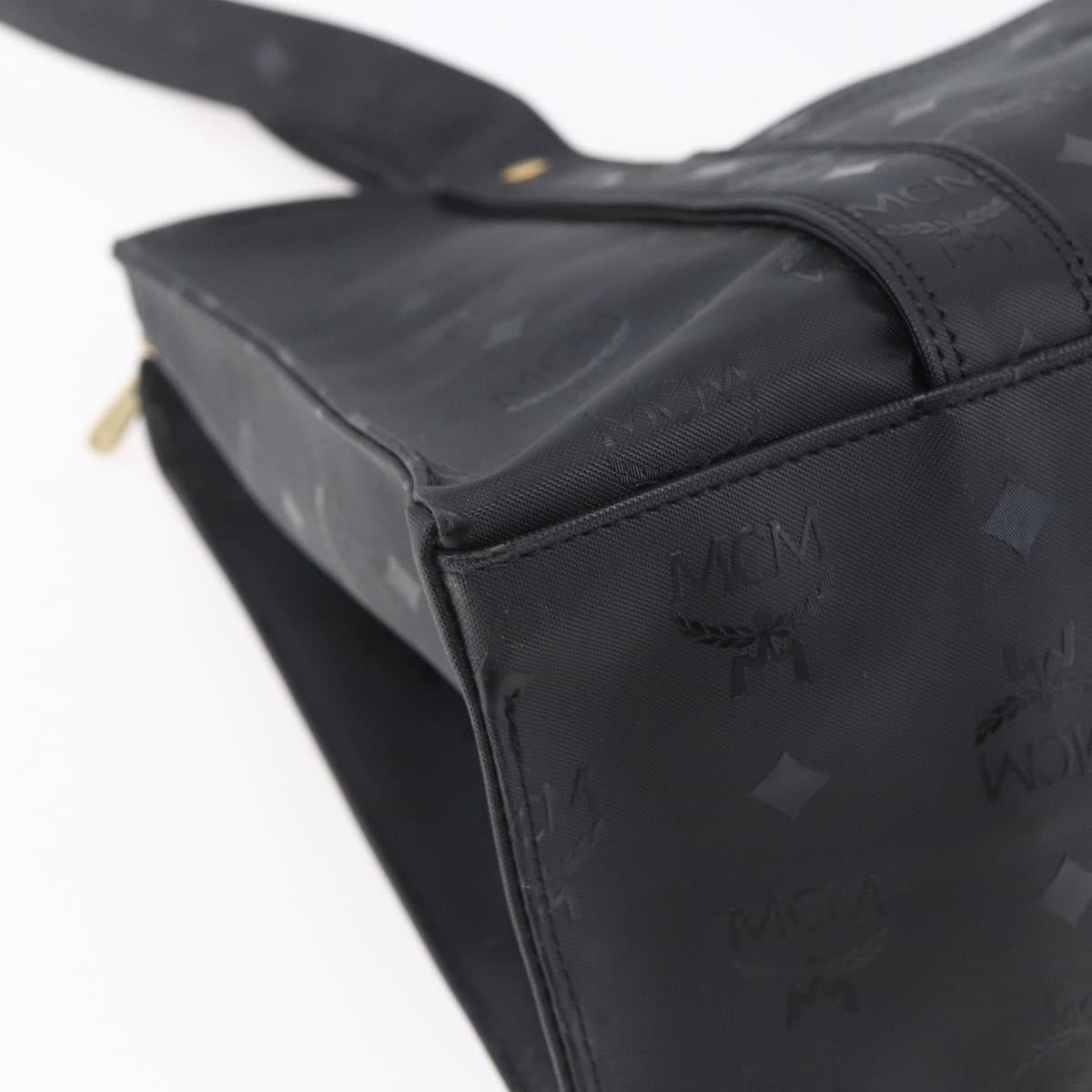MCM Vicetos Logogram Shoulder Bag PVC Black Gold Auth BA7690