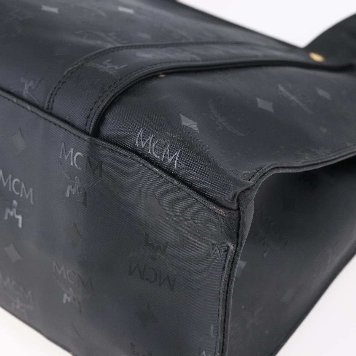 MCM Vicetos Logogram Shoulder Bag PVC Black Gold Auth BA7690