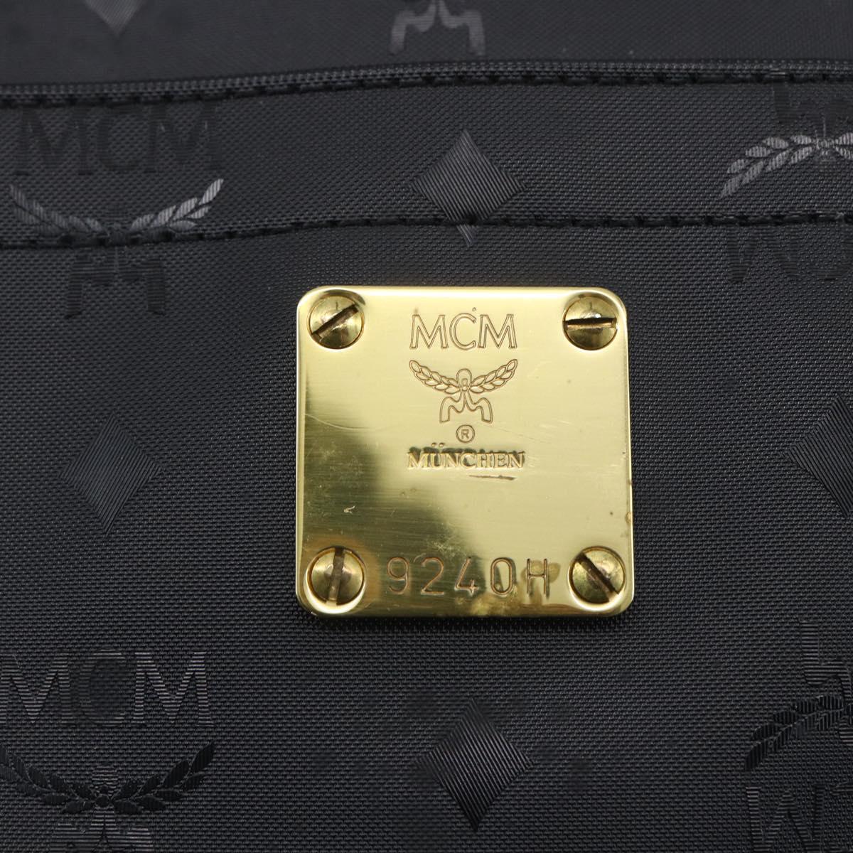 MCM Vicetos Logogram Shoulder Bag PVC Black Gold Auth BA7690