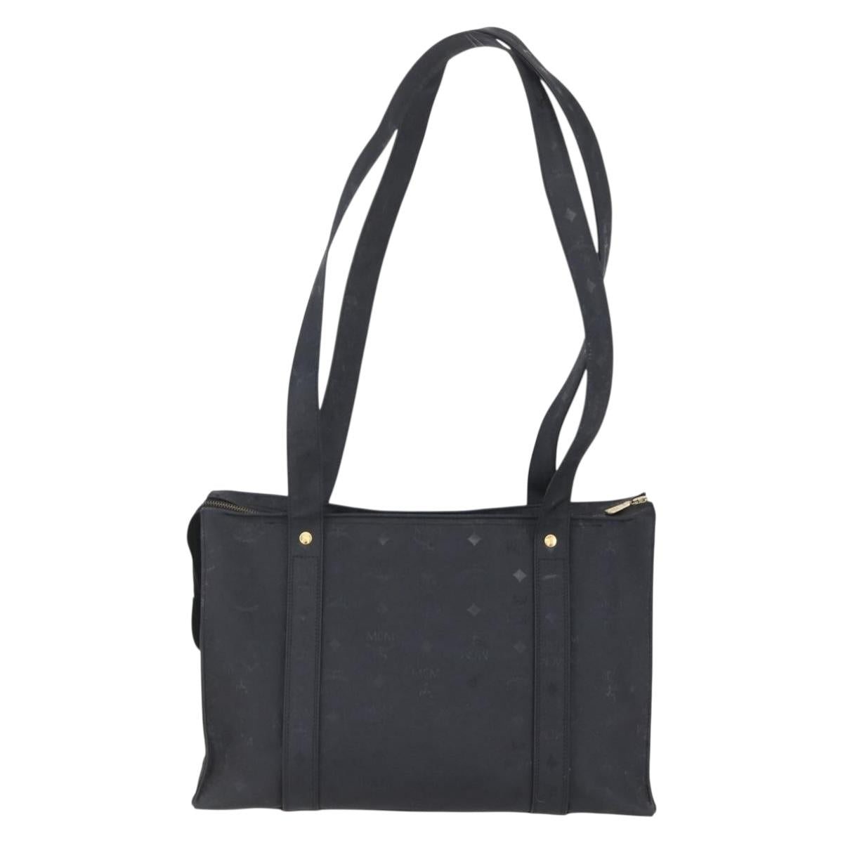 MCM Vicetos Logogram Shoulder Bag PVC Black Gold Auth BA7690