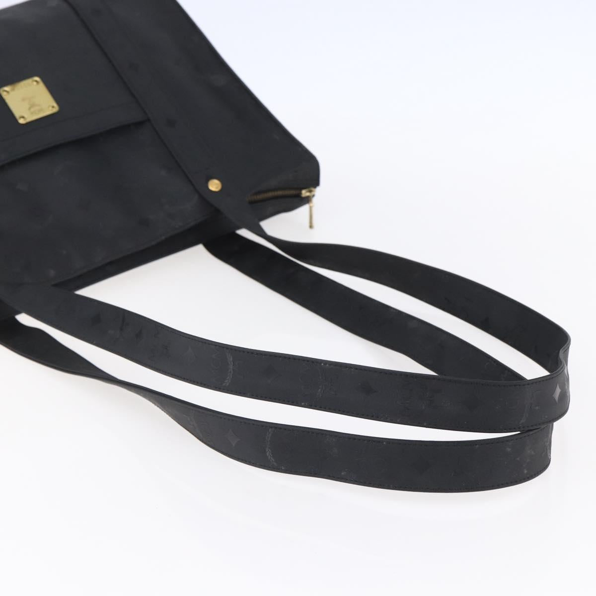 MCM Vicetos Logogram Shoulder Bag PVC Black Gold Auth BA7690