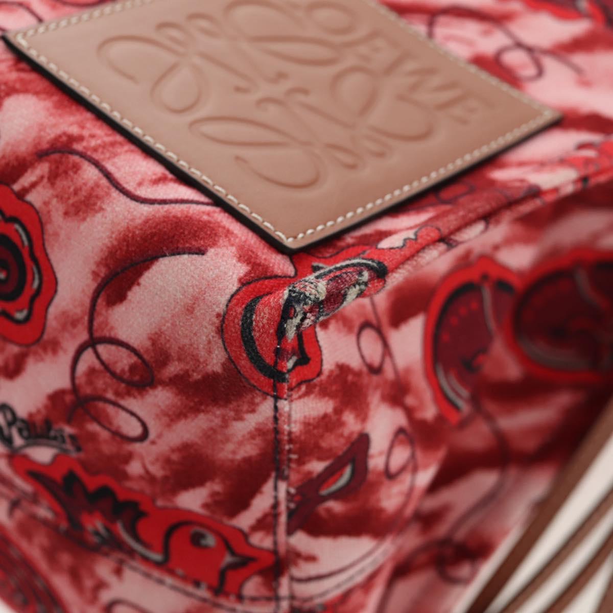 LOEWE Anagram Cushion Paula's Tote Bag Canvas Red Auth BA7691V