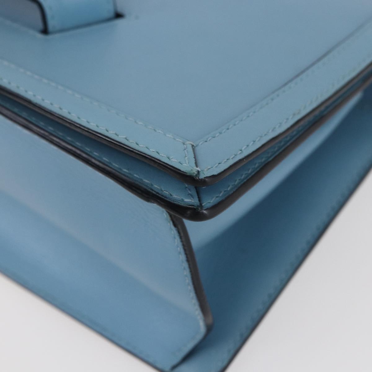 LOEWE Barcelona Shoulder Bag Leather Blue Gold Auth BA7692