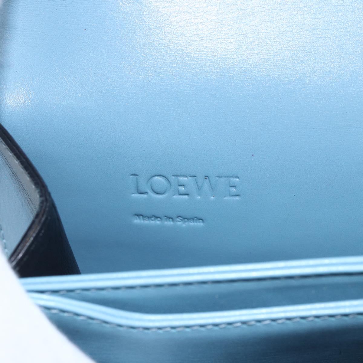LOEWE Barcelona Shoulder Bag Leather Blue Gold Auth BA7692