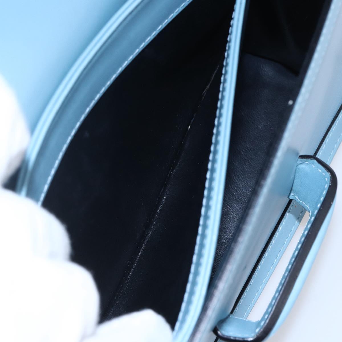 LOEWE Barcelona Shoulder Bag Leather Blue Gold Auth BA7692