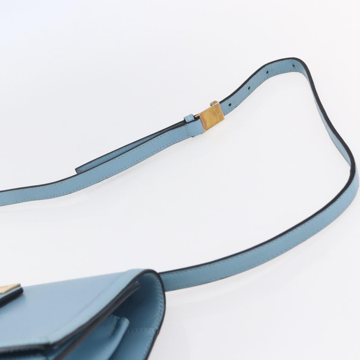 LOEWE Barcelona Shoulder Bag Leather Blue Gold Auth BA7692