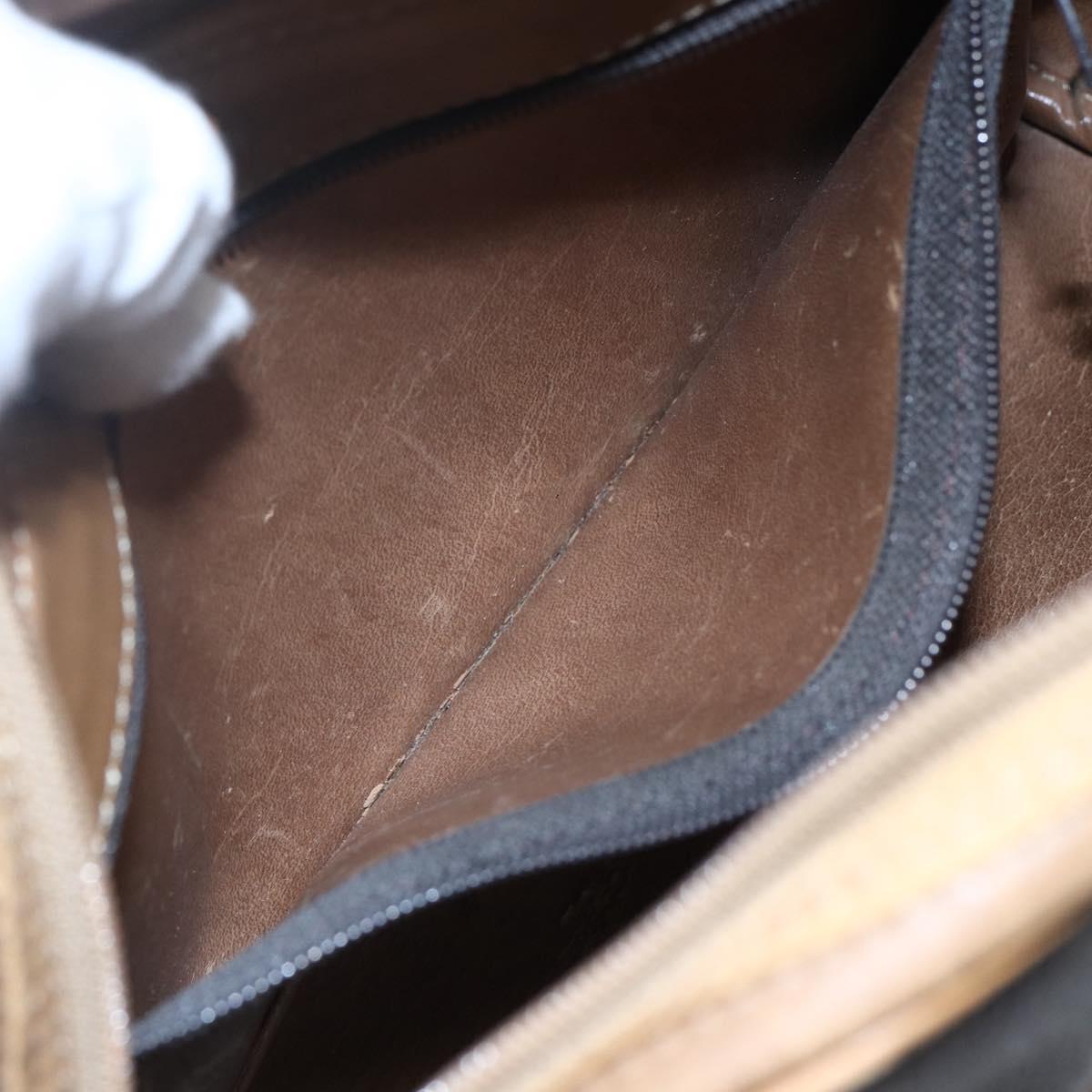 Christian Dior Honeycomb Canvas Shoulder Bag PVC Black Gold Auth BA7694