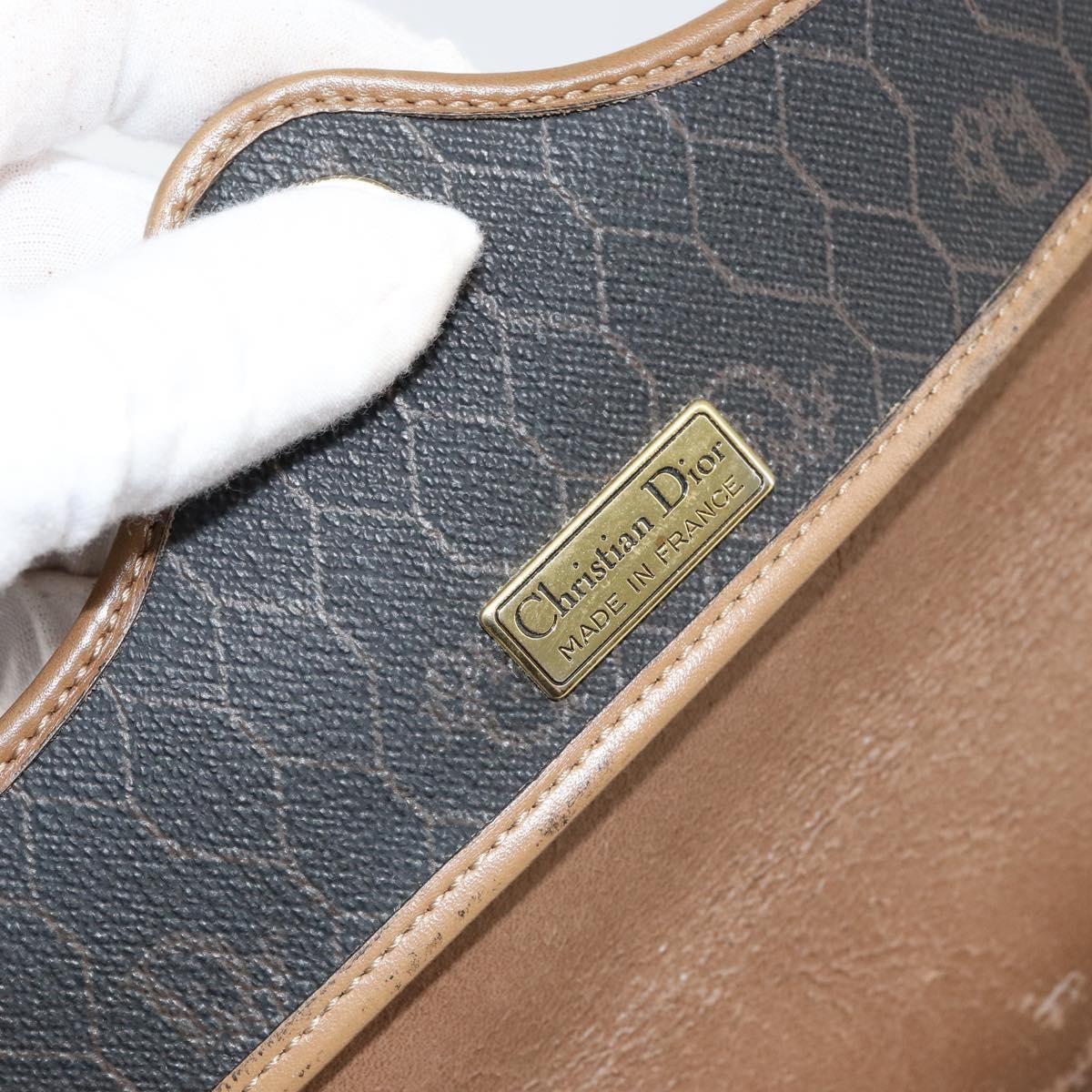 Christian Dior Honeycomb Canvas Shoulder Bag PVC Black Gold Auth BA7695