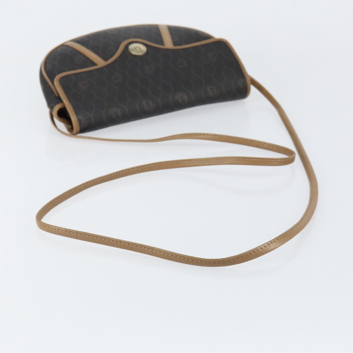 Christian Dior Honeycomb Canvas Shoulder Bag PVC Black Gold Auth BA7695