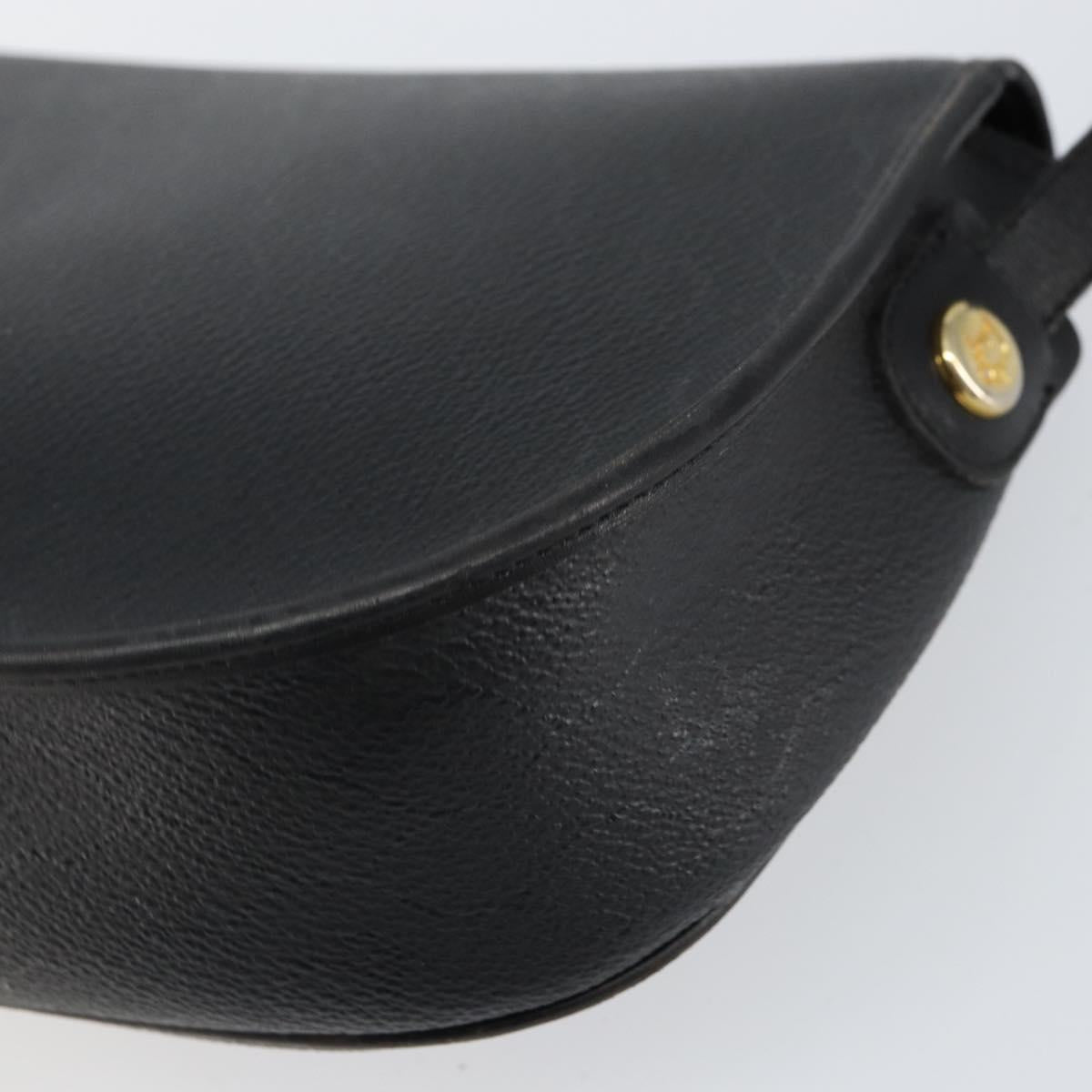 Christian Dior Honeycomb Canvas Shoulder Bag PVC Black Gold Auth BA7697