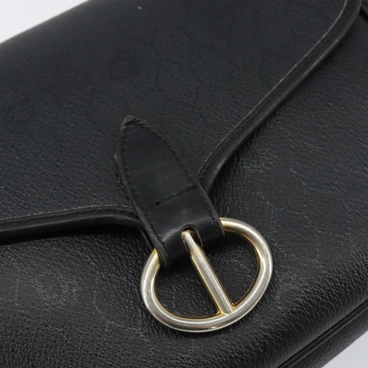 Christian Dior Honeycomb Canvas Shoulder Bag PVC Black Gold Auth BA7697