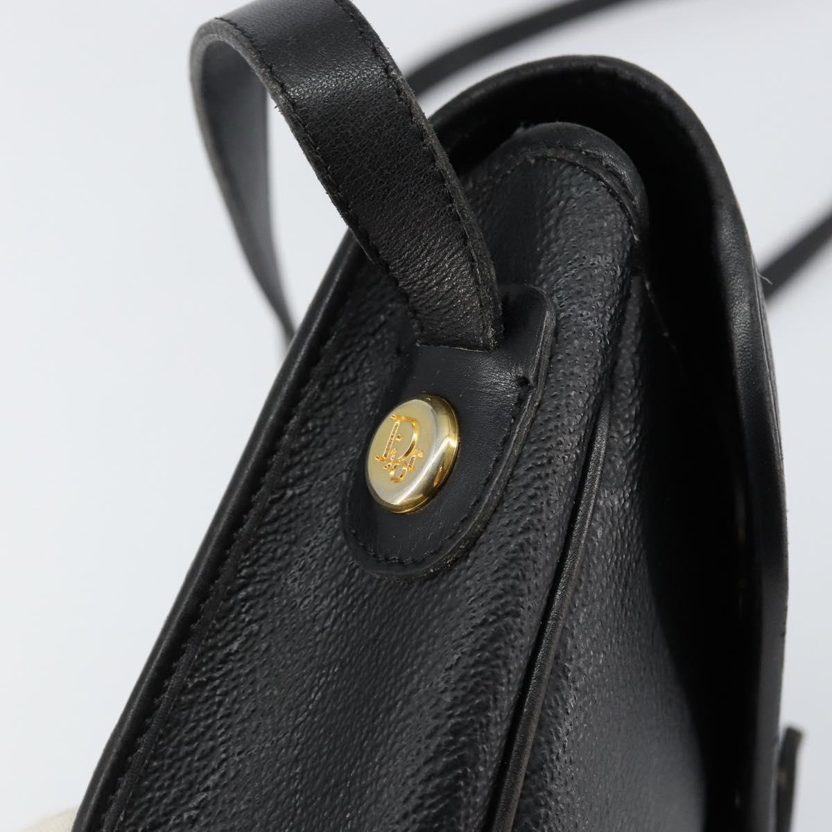 Christian Dior Honeycomb Canvas Shoulder Bag PVC Black Gold Auth BA7697