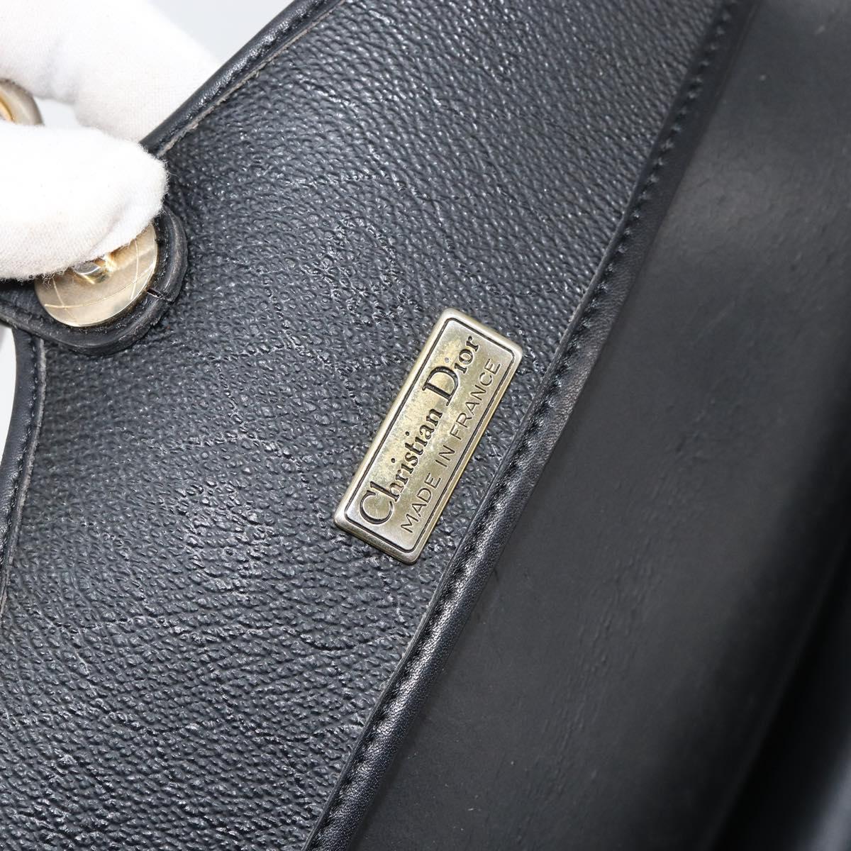 Christian Dior Honeycomb Canvas Shoulder Bag PVC Black Gold Auth BA7697