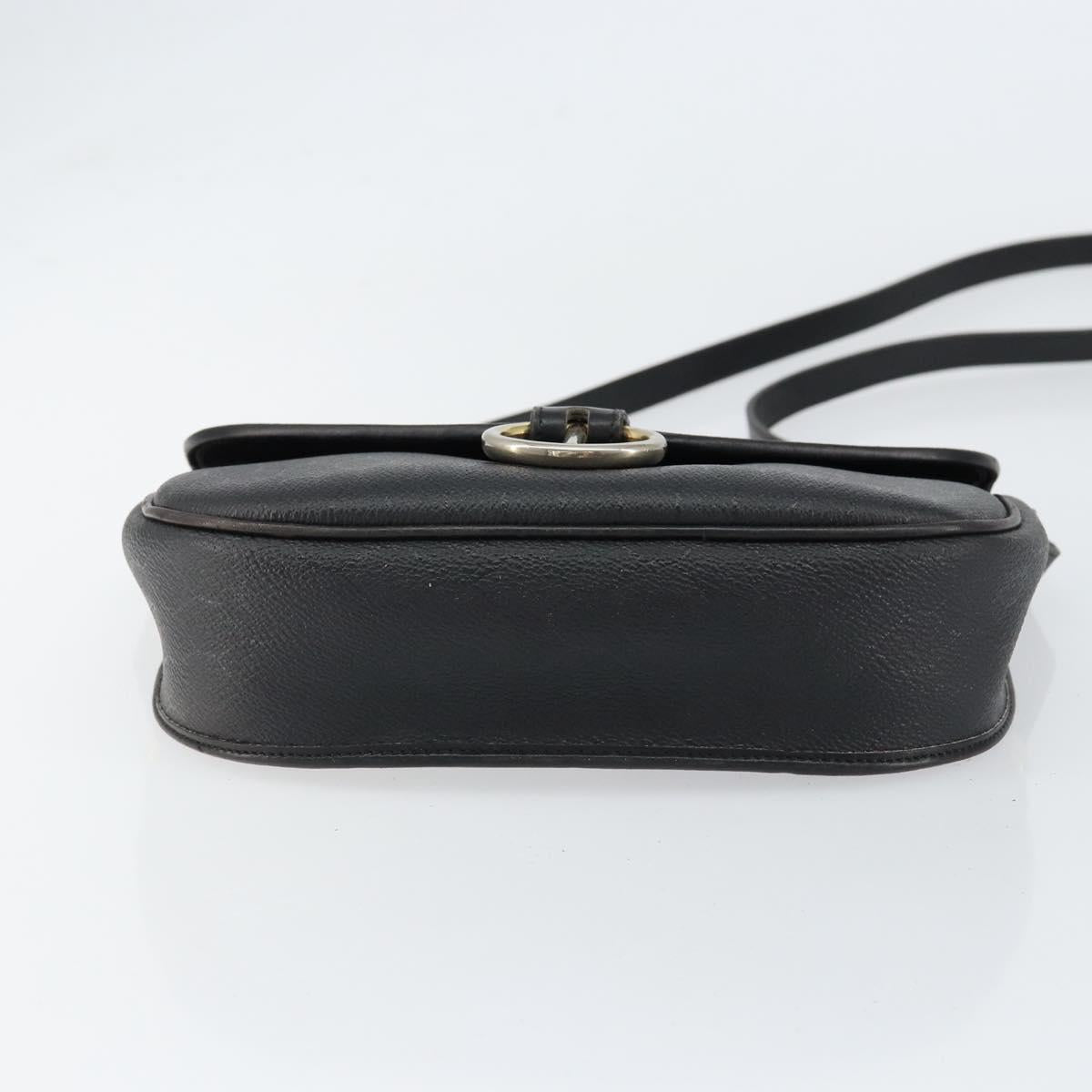 Christian Dior Honeycomb Canvas Shoulder Bag PVC Black Gold Auth BA7697