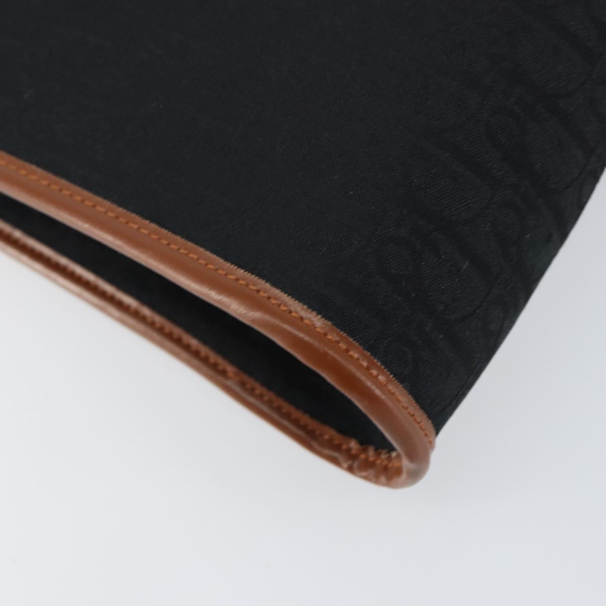 Christian Dior Trotter Canvas Shoulder Bag Black Gold Auth BA7699