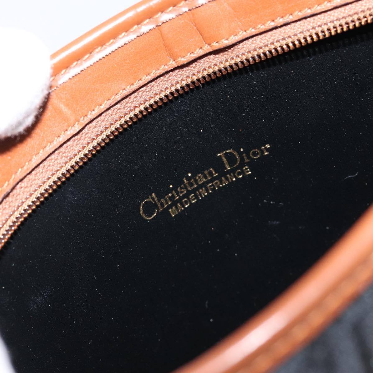 Christian Dior Trotter Canvas Shoulder Bag Black Gold Auth BA7699