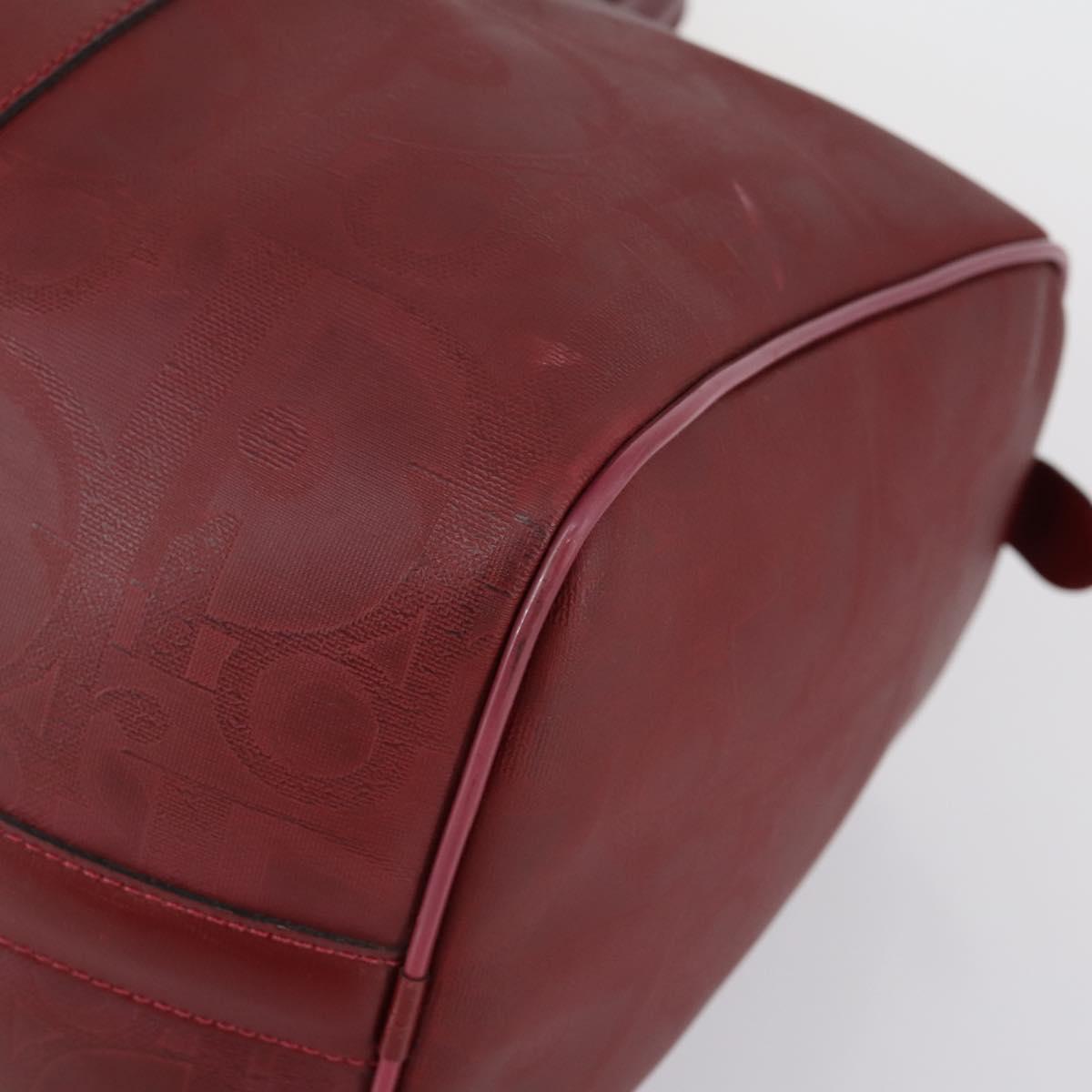 Christian Dior Trotter Canvas Boston Bag PVC Red Gold Auth BA7700