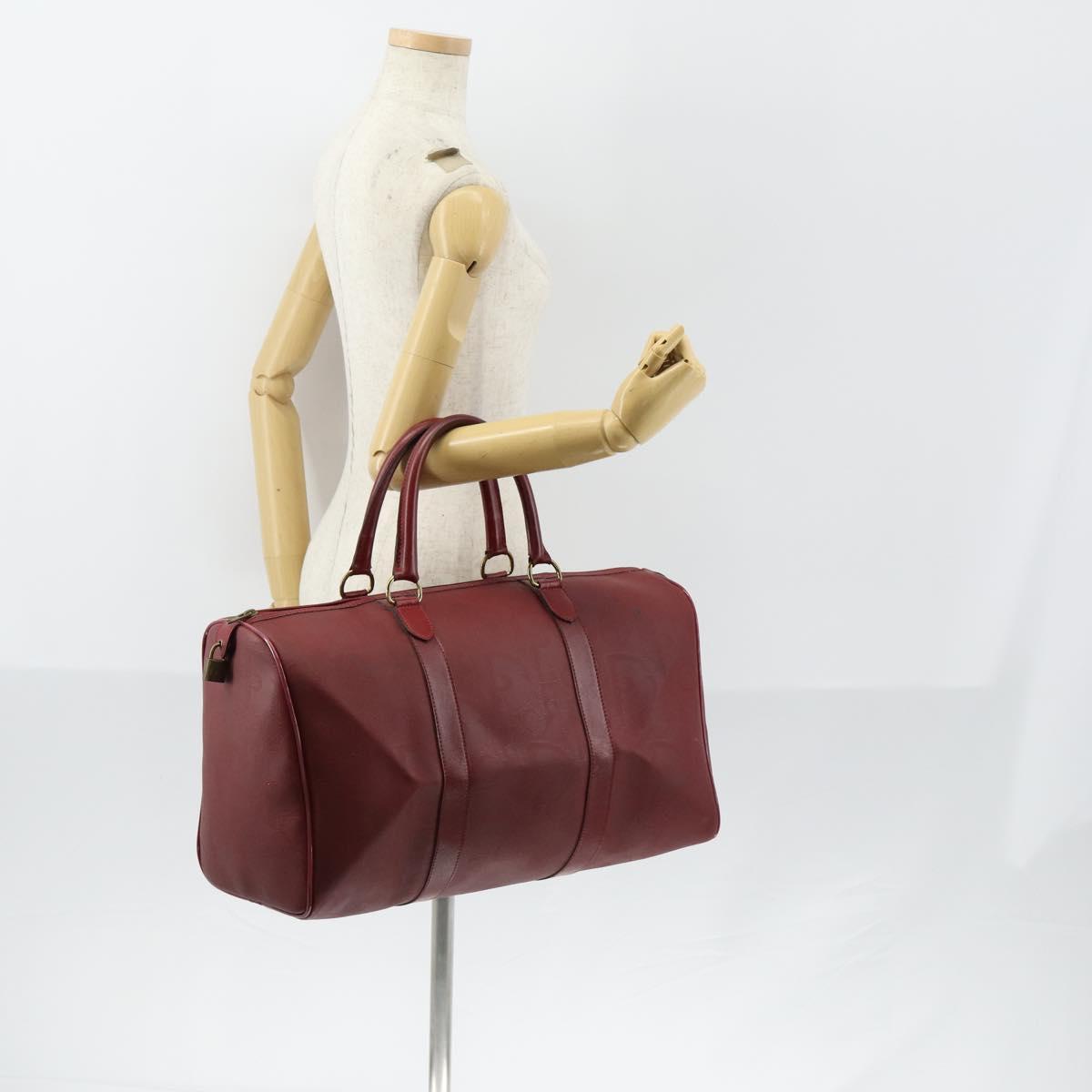 Christian Dior Trotter Canvas Boston Bag PVC Red Gold Auth BA7700
