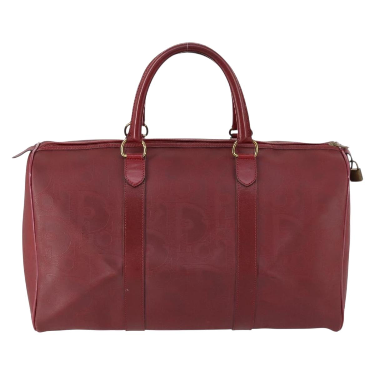 Christian Dior Trotter Canvas Boston Bag PVC Red Gold Auth BA7700