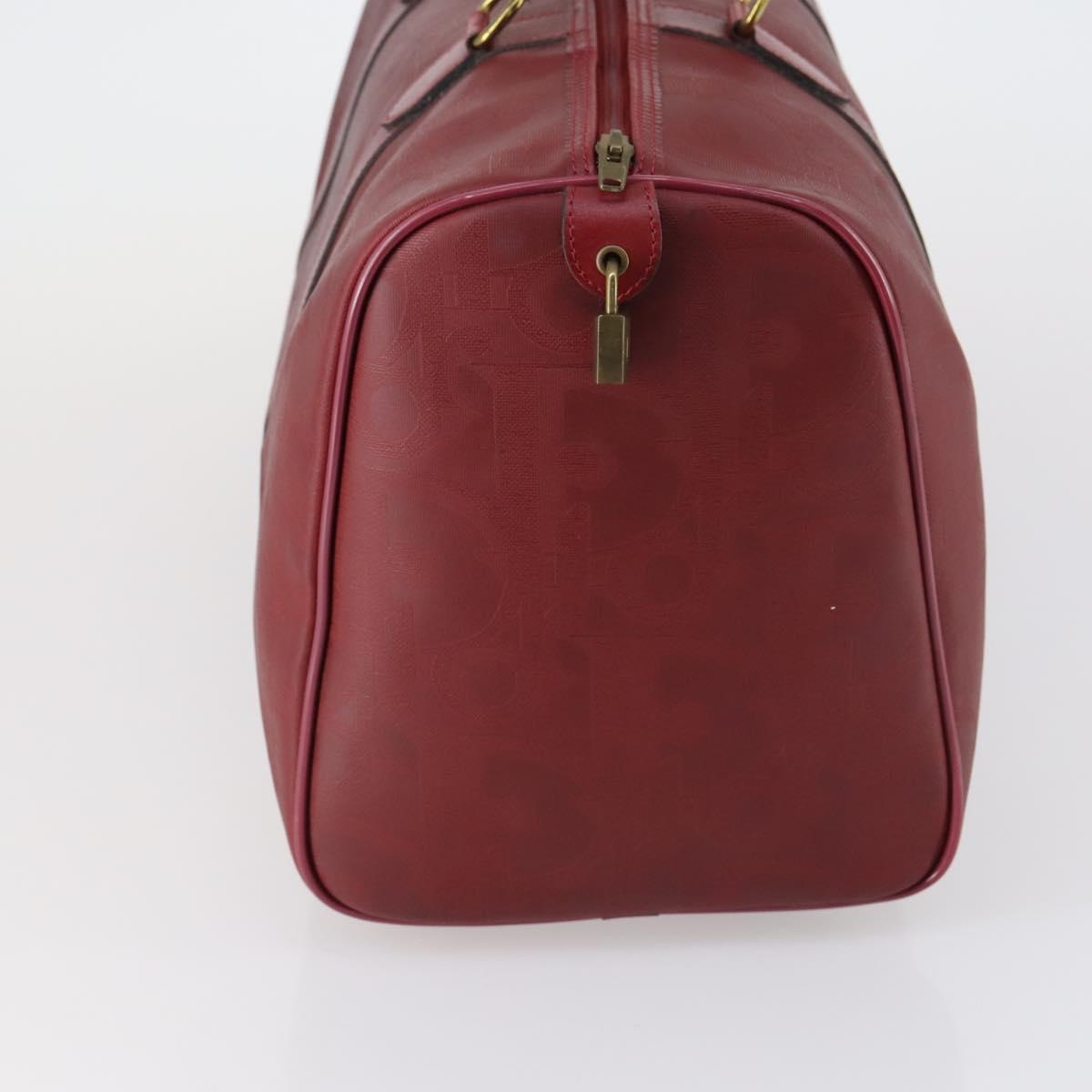 Christian Dior Trotter Canvas Boston Bag PVC Red Gold Auth BA7700