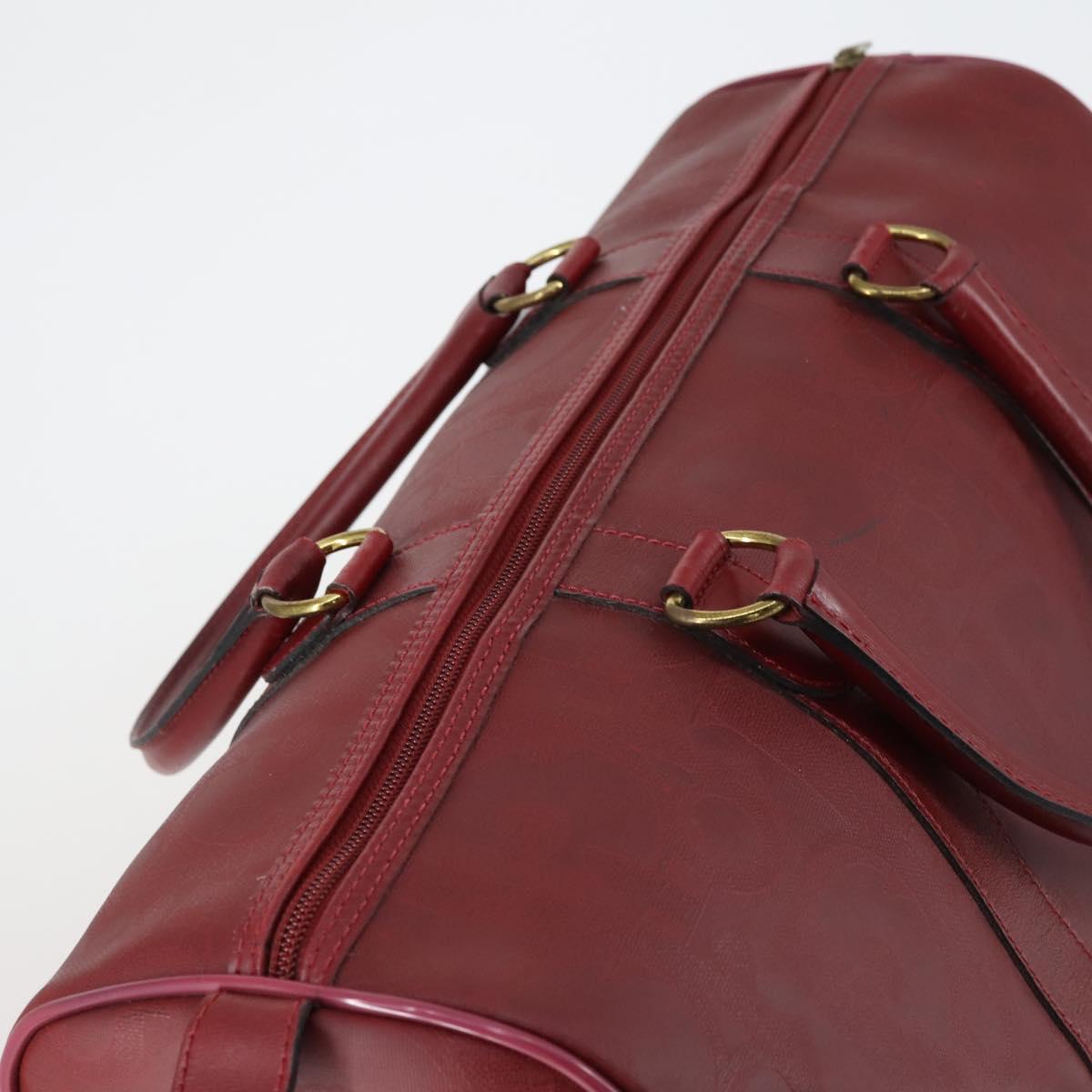 Christian Dior Trotter Canvas Boston Bag PVC Red Gold Auth BA7700