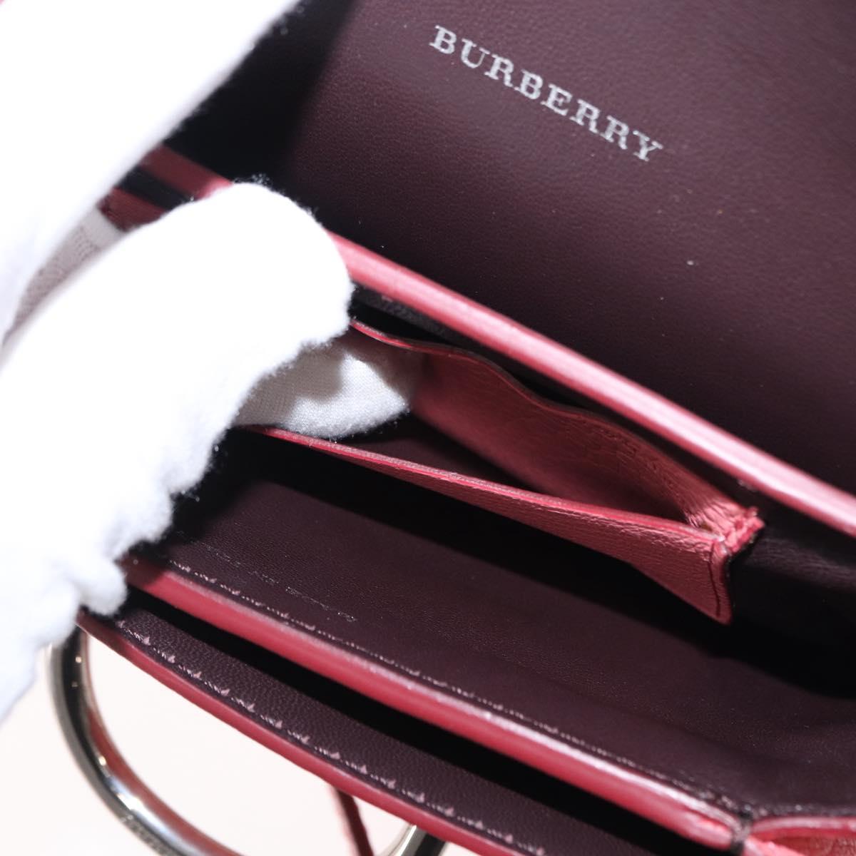 BURBERRY Shoulder Bag Leather Pink Gold Auth BA7701