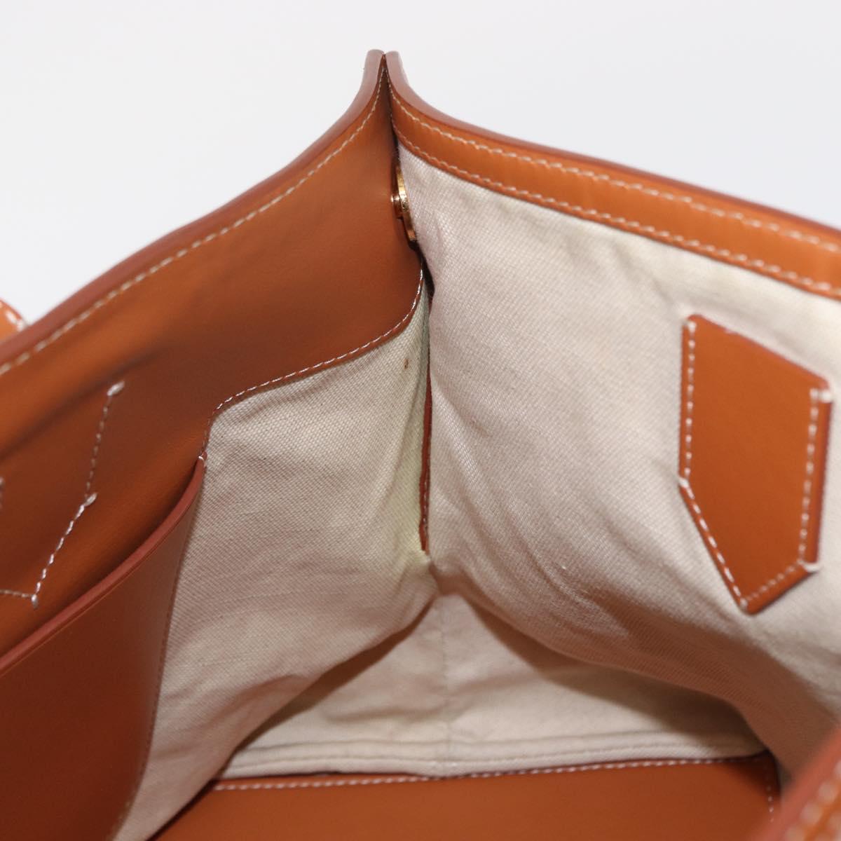 BURBERRY Tote Bag Canvas Leather White Gold Auth BA7702