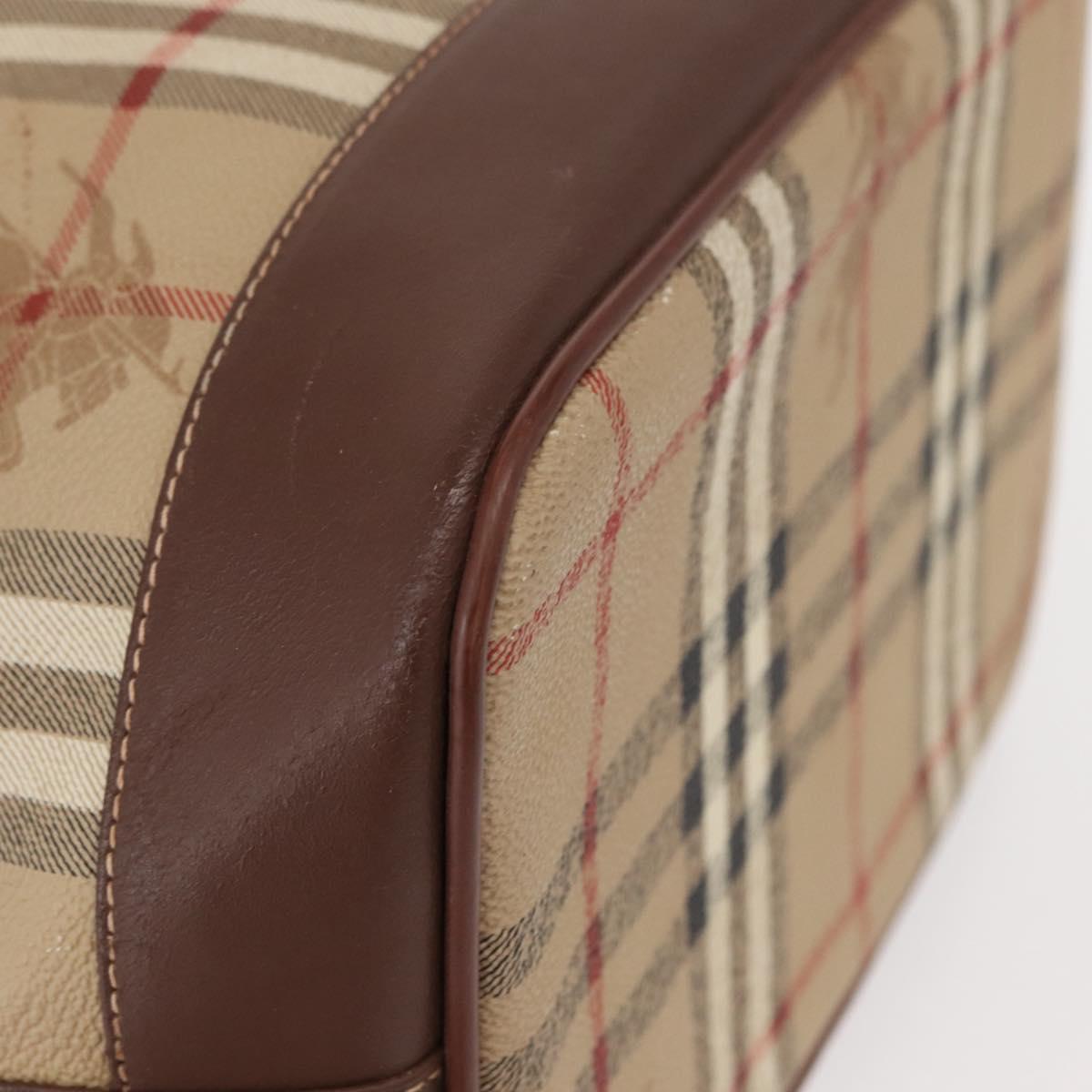 Burberrys Nova Check Shoulder Bag PVC Beige Gold Auth BA7703