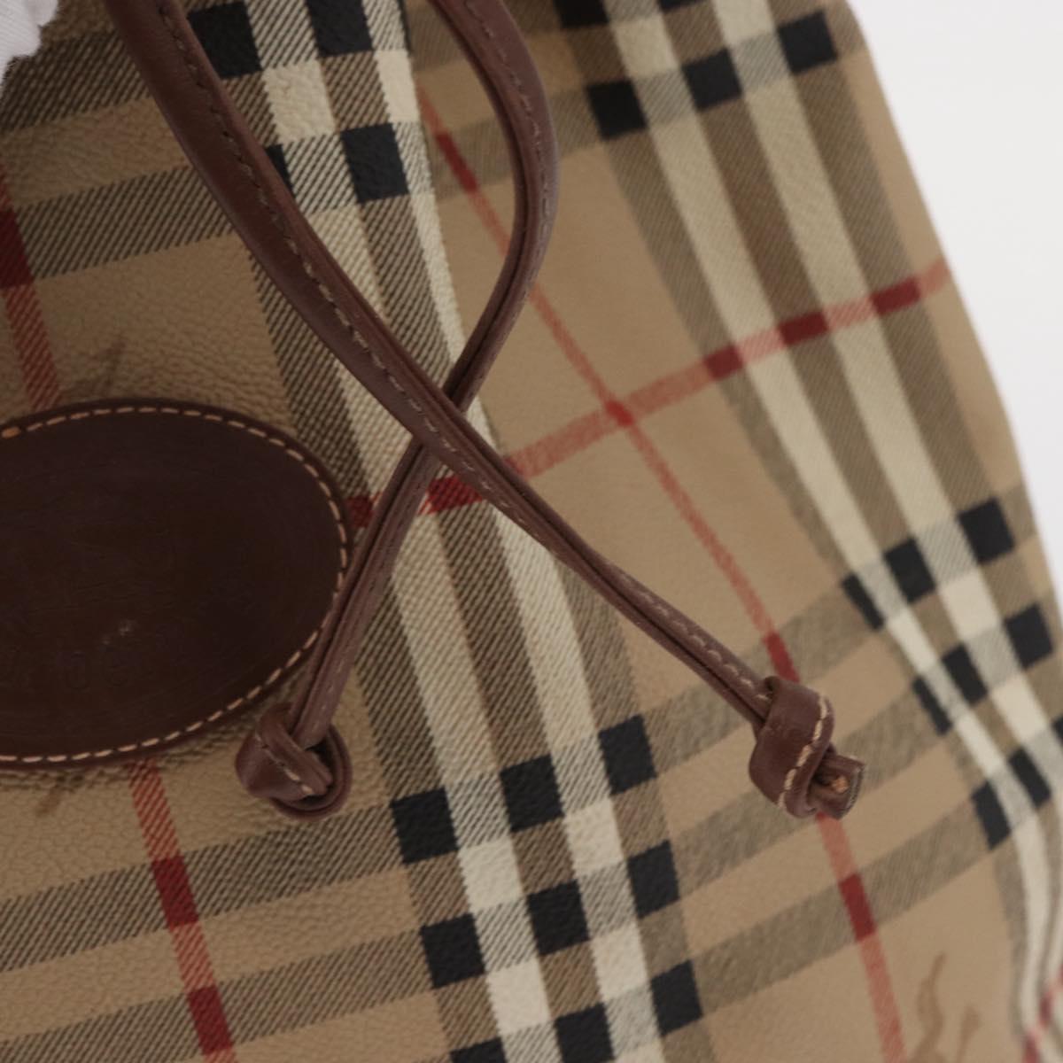 Burberrys Nova Check Shoulder Bag PVC Beige Gold Auth BA7703