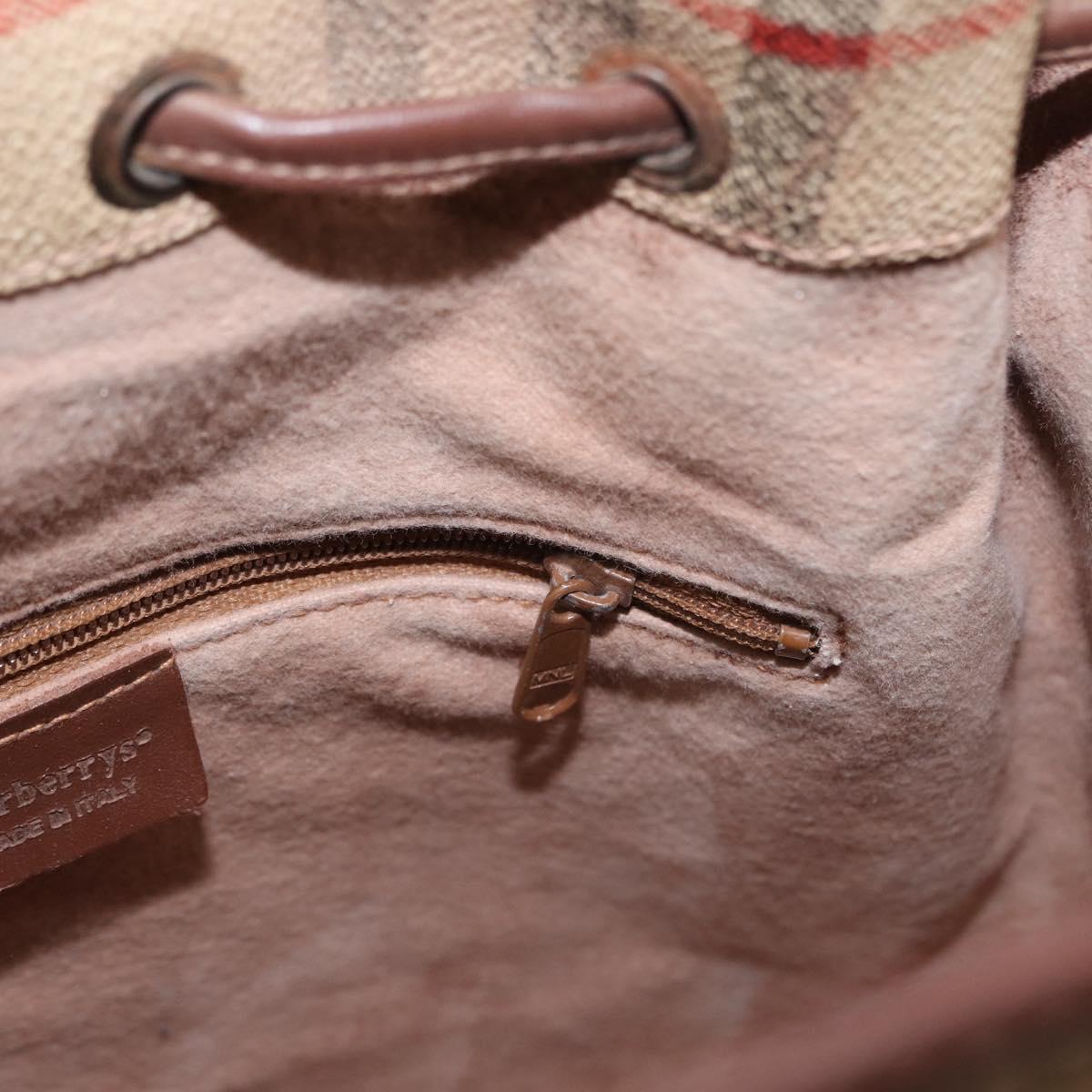 Burberrys Nova Check Shoulder Bag PVC Beige Gold Auth BA7703