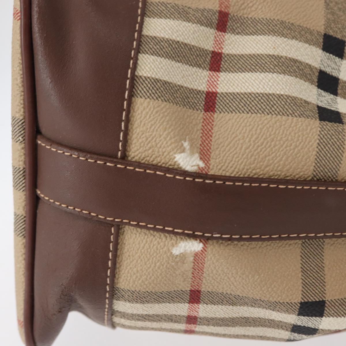 Burberrys Nova Check Shoulder Bag PVC Beige Gold Auth BA7703