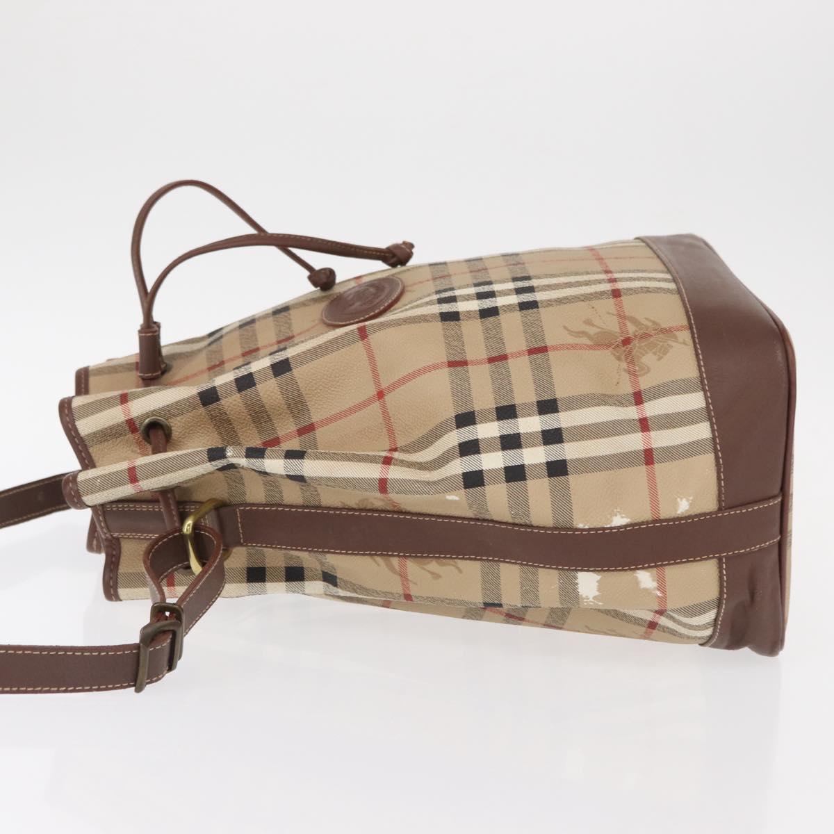 Burberrys Nova Check Shoulder Bag PVC Beige Gold Auth BA7703