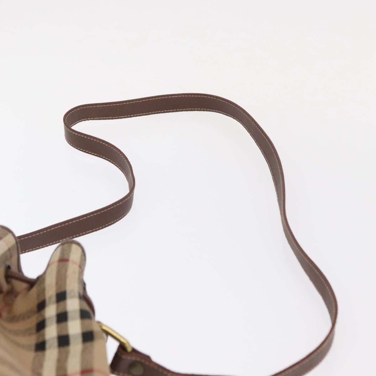 Burberrys Nova Check Shoulder Bag PVC Beige Gold Auth BA7703