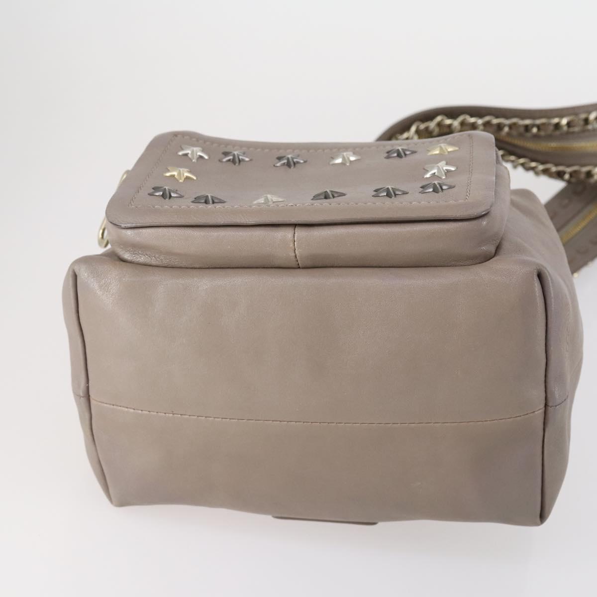 Jimmy Choo Studs Backpack Leather Beige Gold Auth BA7708