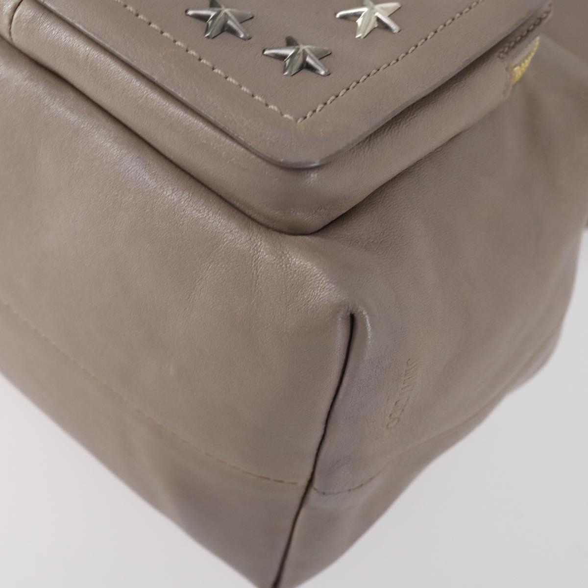 Jimmy Choo Studs Backpack Leather Beige Gold Auth BA7708