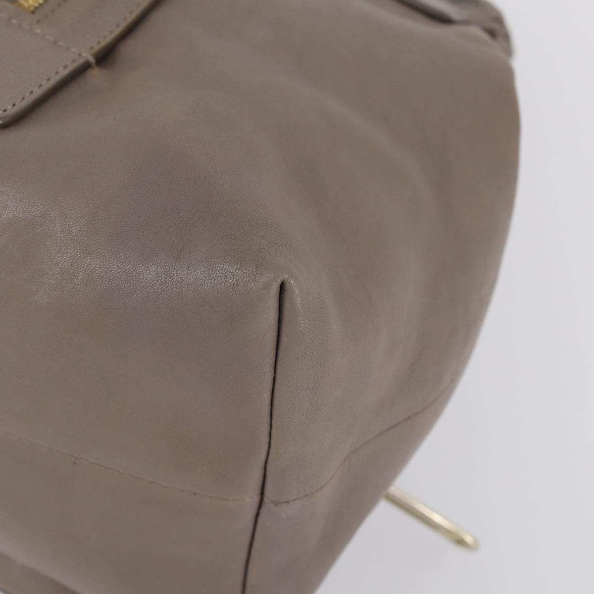 Jimmy Choo Studs Backpack Leather Beige Gold Auth BA7708