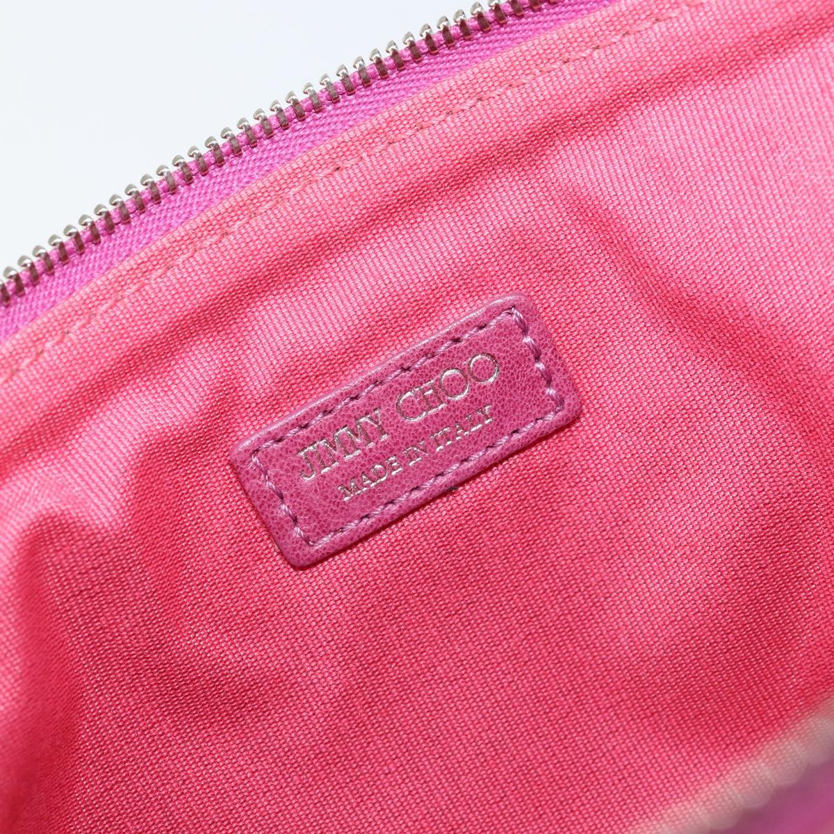 Jimmy Choo Studs Accessory Pouch Leather Pink Auth BA7709