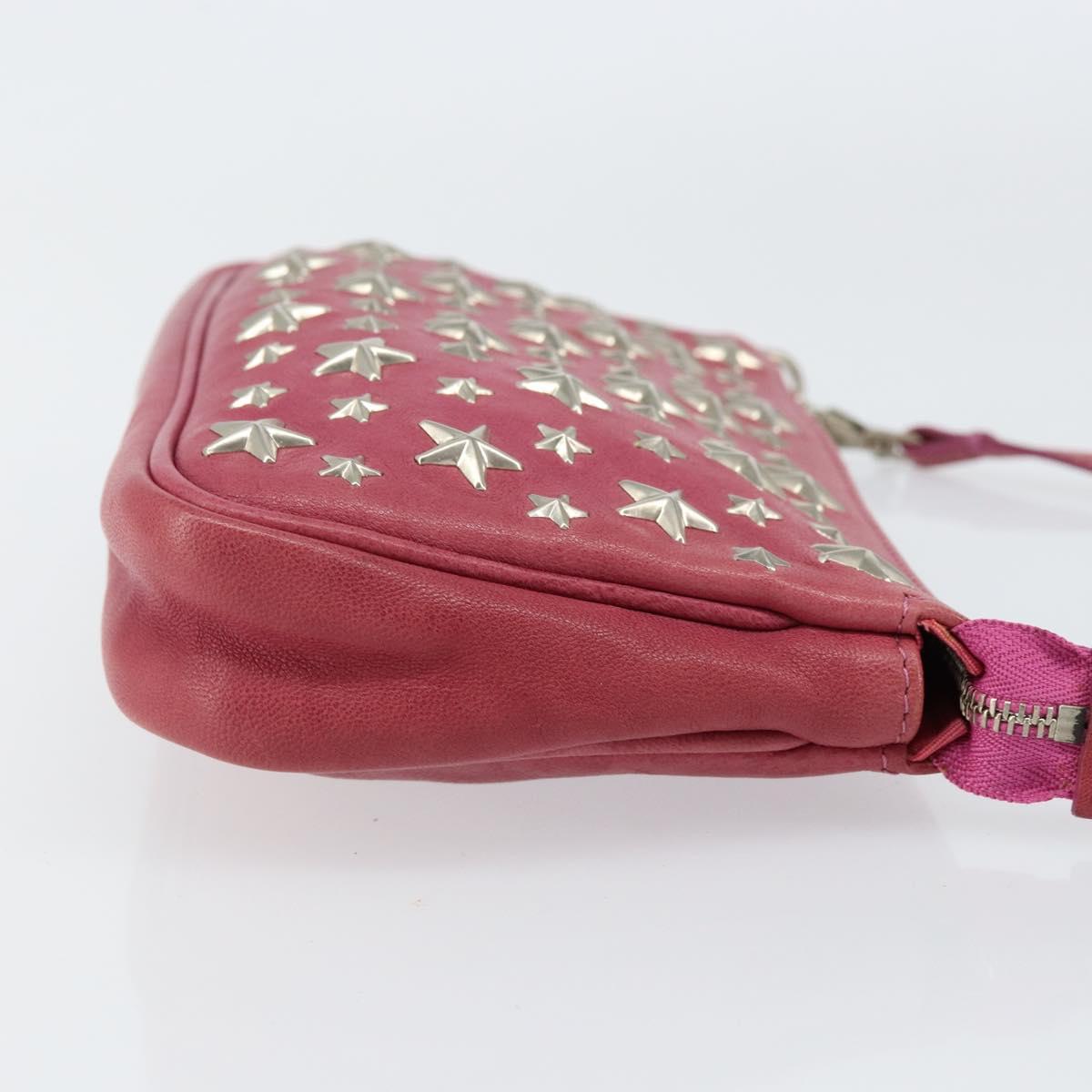 Jimmy Choo Studs Accessory Pouch Leather Pink Auth BA7709
