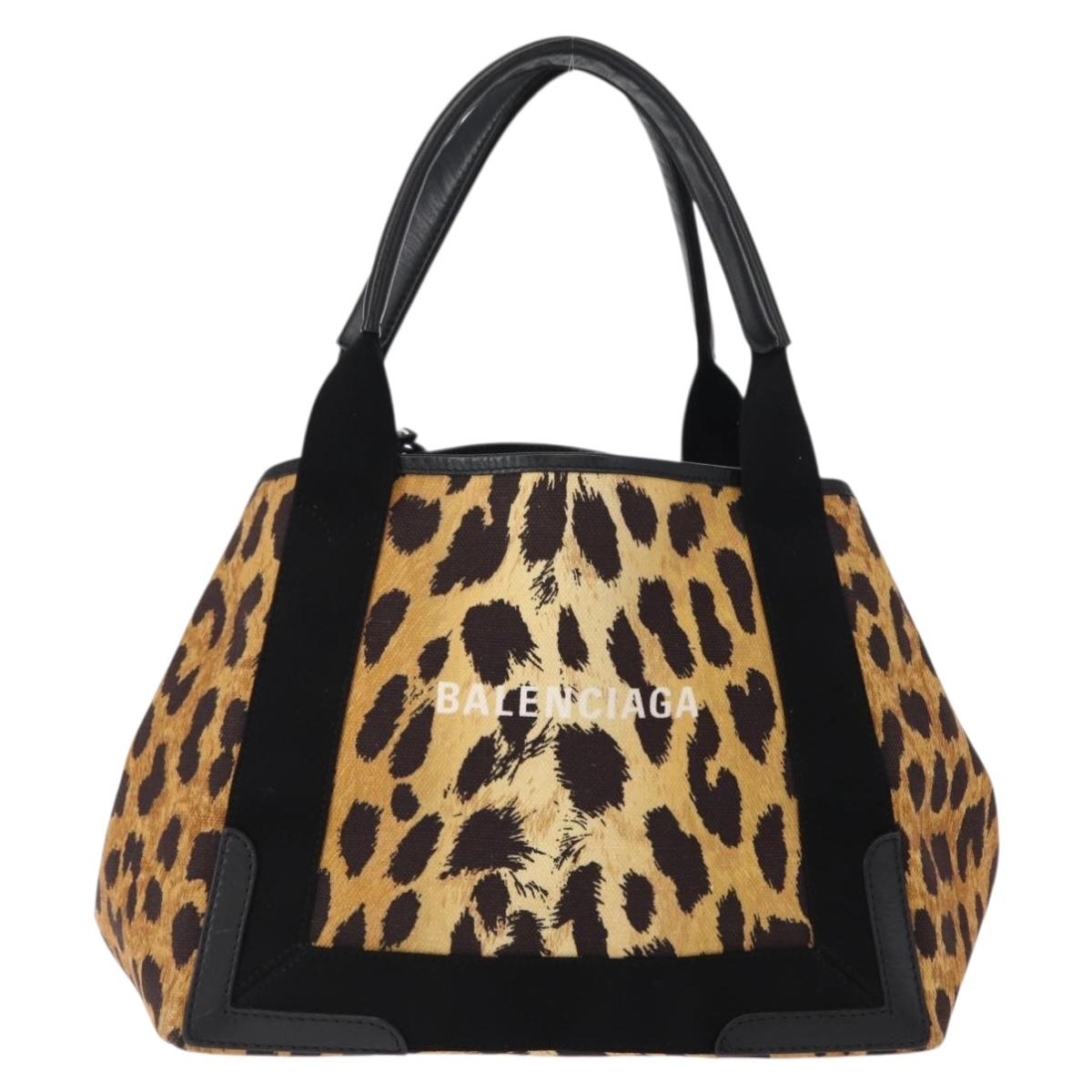 BALENCIAGA Cabas S Tote Bag Canvas Brown 339933 Auth BA7710