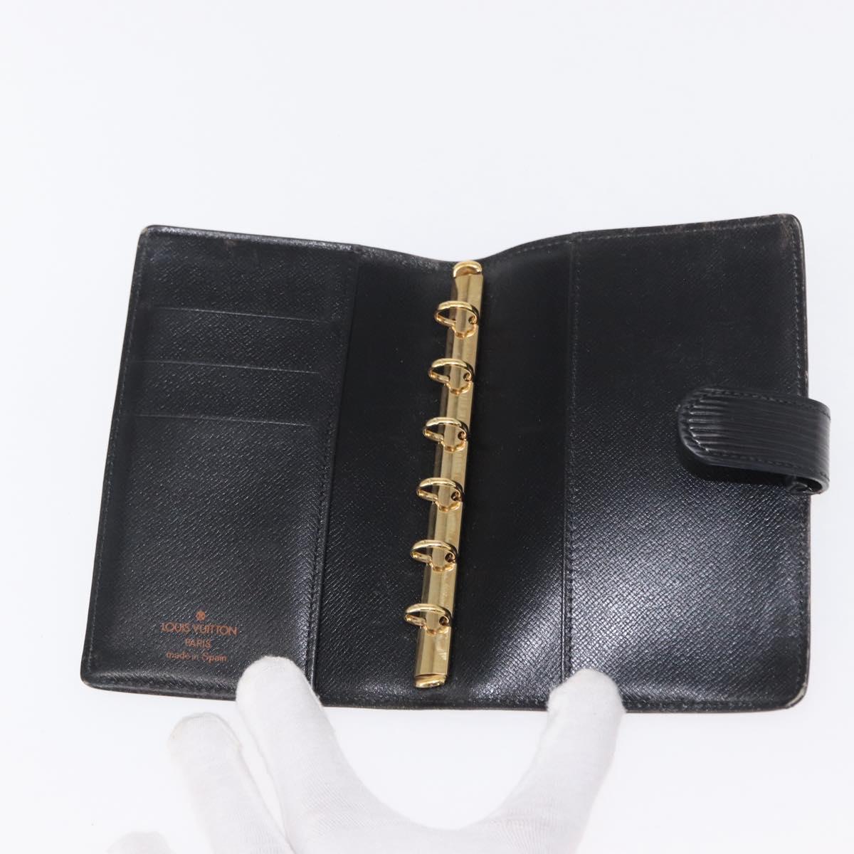 LOUIS VUITTON Epi Agenda PM Day Planner Cover Black R20052 LV Auth BA7724